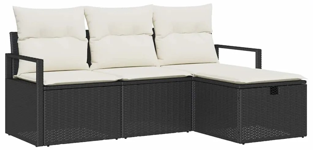 vidaXL Σετ Καναπέ Κήπου με μαξιλάρι 4 pcs Μαύρο Πολυ ράταν