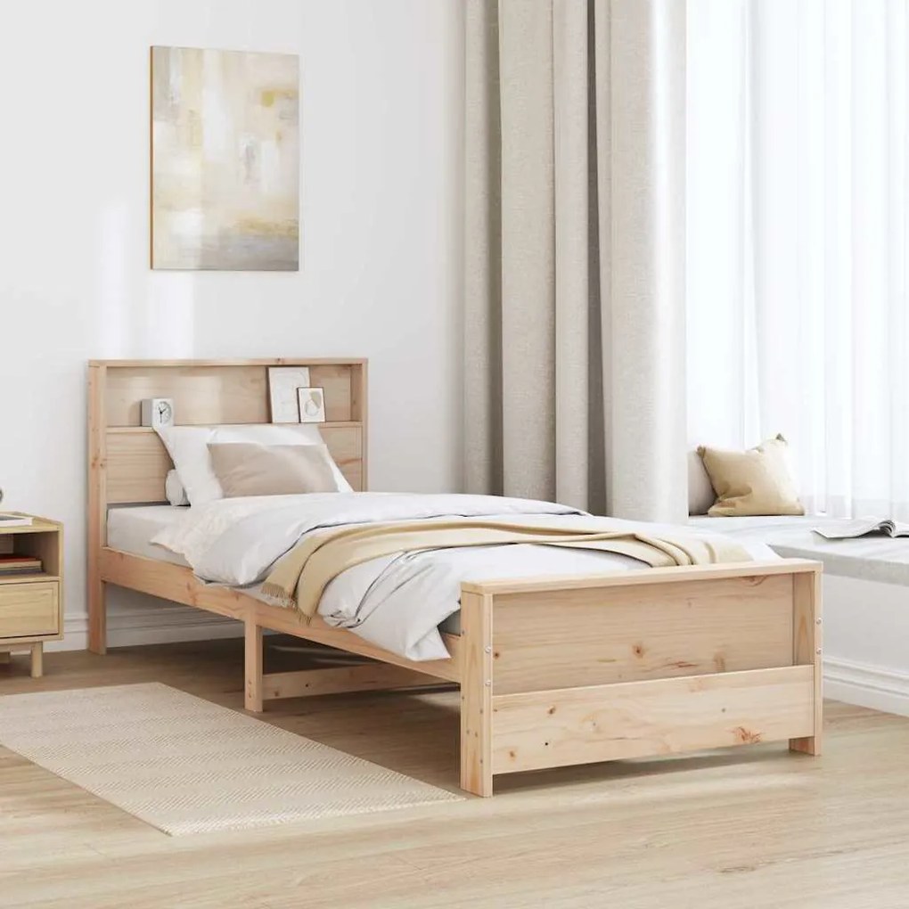 vidaXL Σκελετός Κρεβατιού Καφέ 90 x 190 cm Μασίφ ξύλο πεύκου