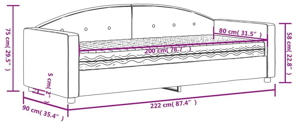 Καναπέ Κρεβάτι με Στρώμα Ροζ 80 x 200 εκ. Βελούδινος - Ροζ