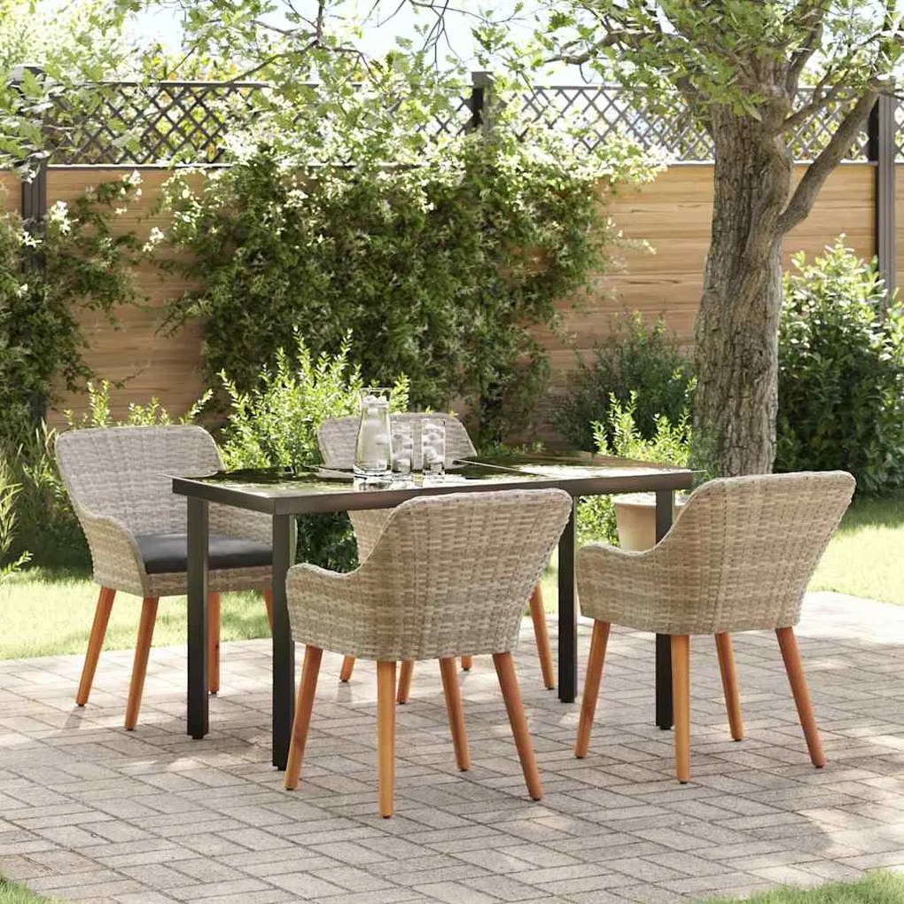 vidaXL Σετ τραπεζαρίας 5 pcs Ανοιχτό γκρι Πολυ ράταν
