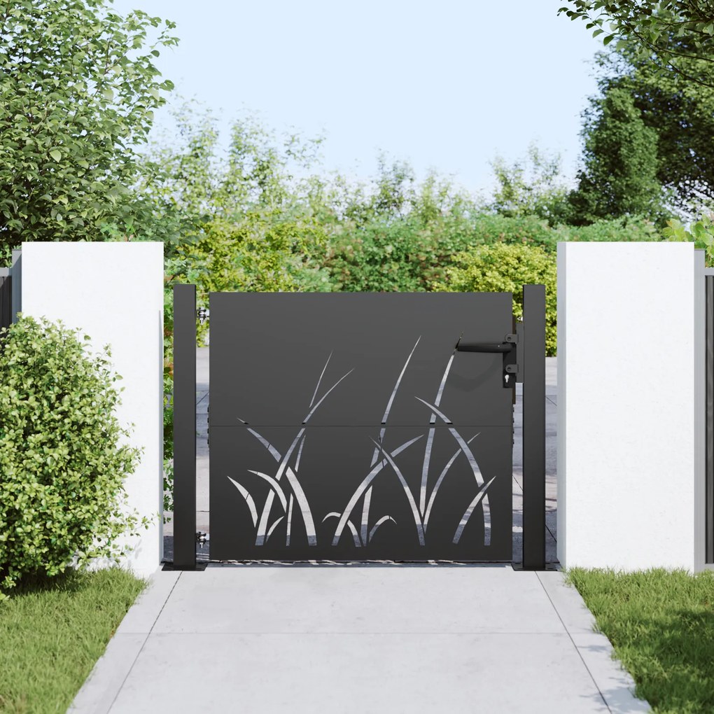 vidaXL Πύλη Κήπου, Πύλη Κήπου 105x75 εκ. Από χάλυβα Corten με σχέδιο γρασιδιού