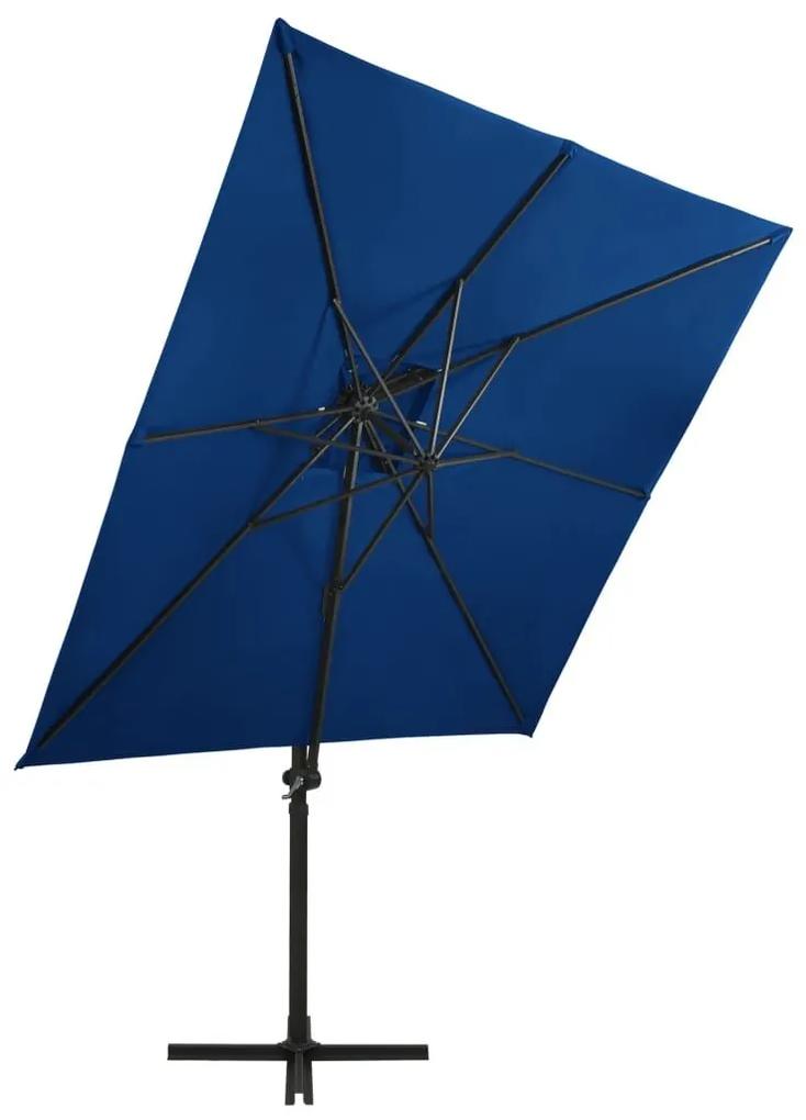 Ομπρέλα Κρεμαστή με Διπλή Οροφή Αζούρ Μπλε 250 x 250 εκ. - Μπλε