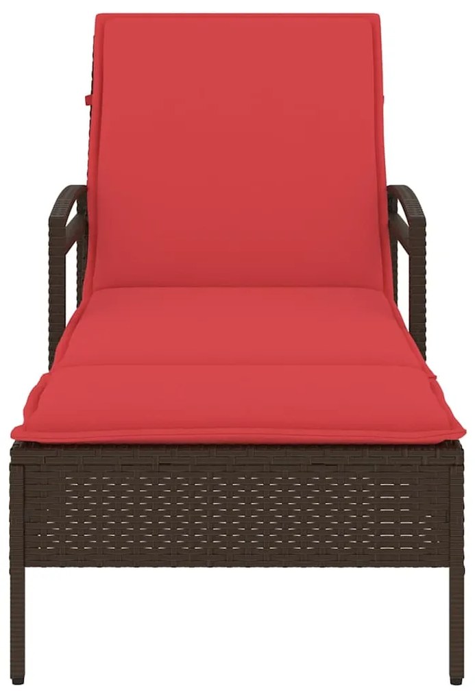 vidaXL Ξαπλώστρα με Μαξιλάρι Καφέ 63x200x81 εκ. από Συνθετικό Ρατάν (μόνο για τις ΗΠΑ)