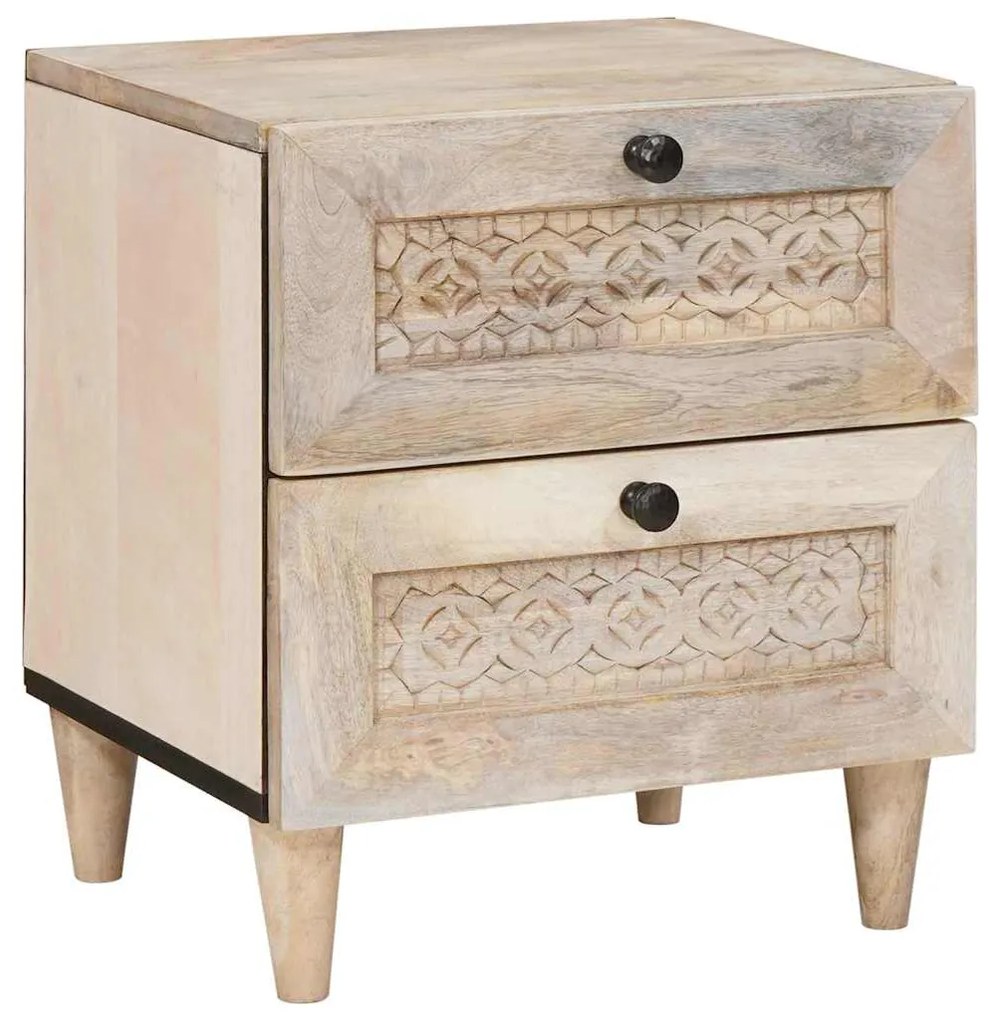 vidaXL Κομοδίνο 2 pcs Μπεζ 40 x 33 x 46 εκ. Μασίφ ξύλο μάνγκο