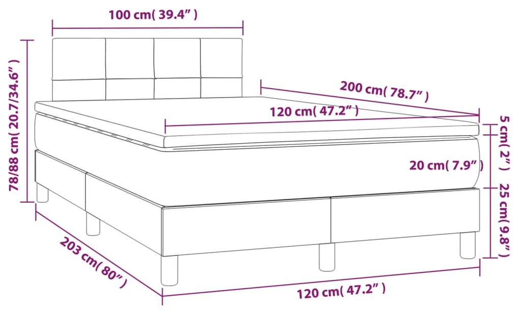 ΚΡΕΒΑΤΙ BOXSPRING ΜΕ ΣΤΡΩΜΑ &amp; LED ΣΚ.ΓΚΡΙ 120X200 ΕΚ ΥΦΑΣΜΑΤΙΝΟ 3133142