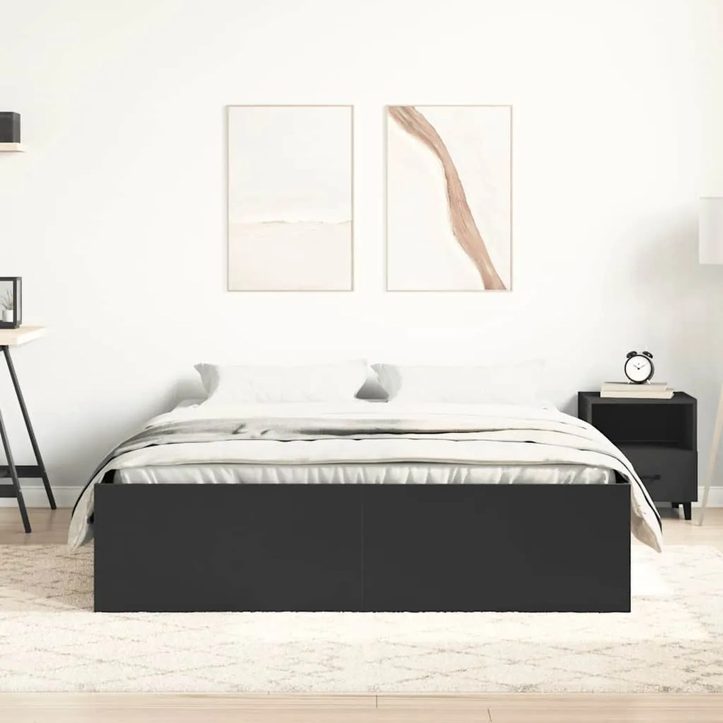 vidaXL Πλαίσιο Κρεβατιού Μαύρο 150 x 200 εκ. King Size