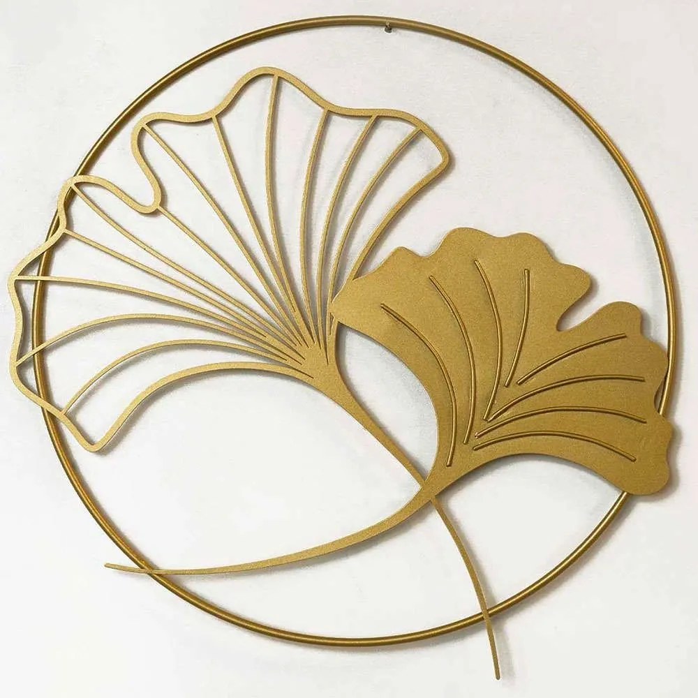 Διακοσμητικό Τοίχου Ginkgo Leaf 507ATP1174 49x49cm Gold Wallity Ατσάλι