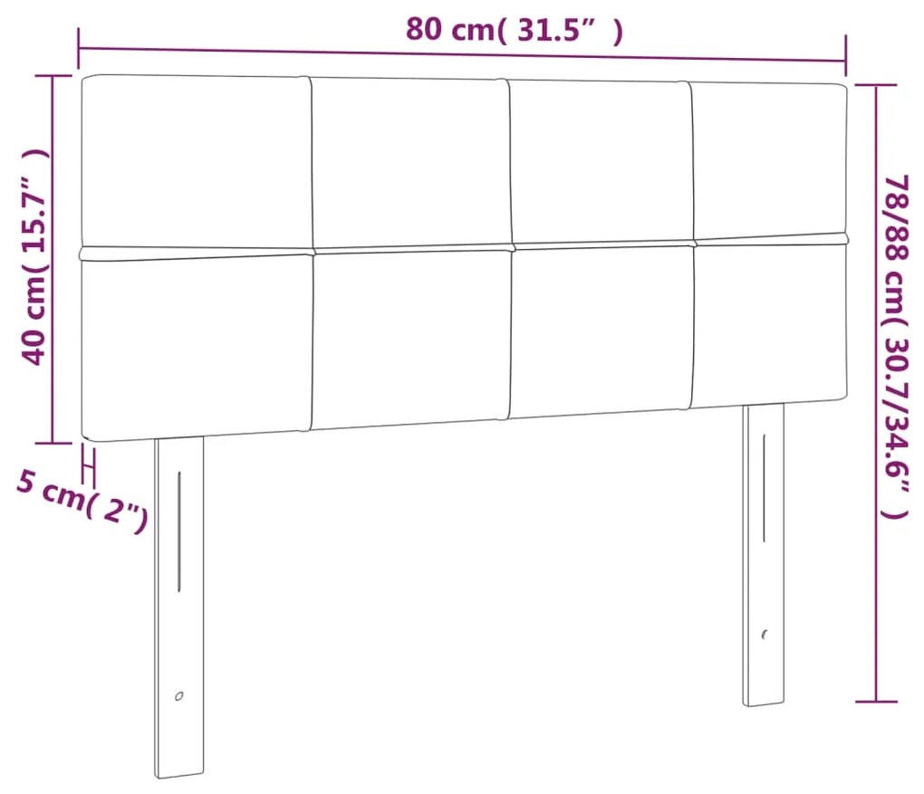 vidaXL Κεφαλάρι Κρεβατιού LED Κρεμ 80 x 5 x 78/88 εκ. Υφασμάτινο