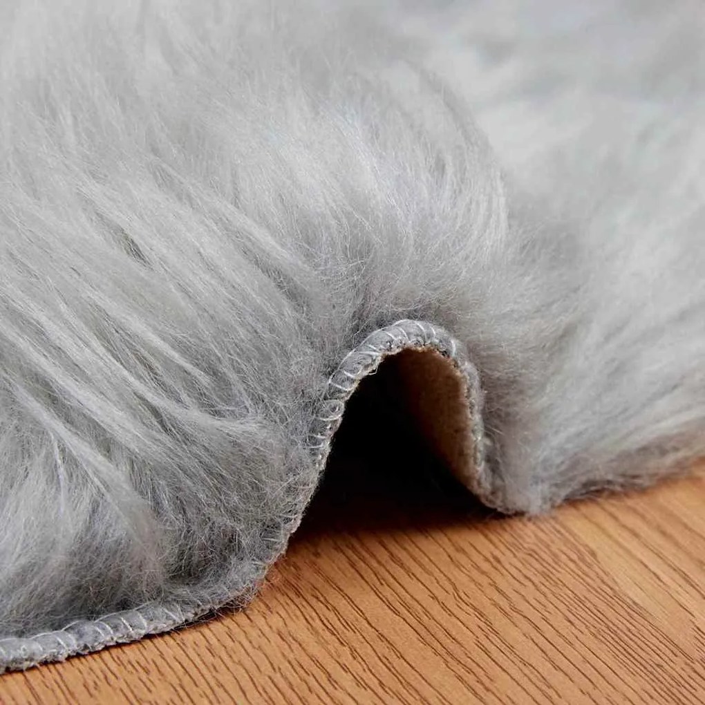 vidaXL Ψεύτικο Δέρμα Προβάτου Χαλί Tafalla Γκρι 60 x 90 cm Πολυεστέρας