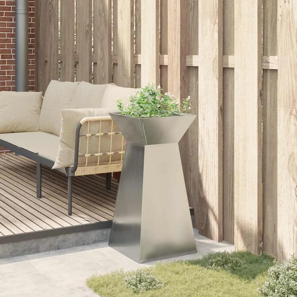 vidaXL Γλάστρα Πυλώνας Ασημί 35 x 35 x 73 εκ. Ατσάλι