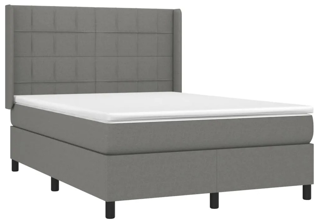 ΚΡΕΒΑΤΙ BOXSPRING ΜΕ ΣΤΡΩΜΑ ΣΚΟΥΡΟ ΓΚΡΙ 140X190 ΕΚ. ΥΦΑΣΜΑΤΙΝΟ 3131426