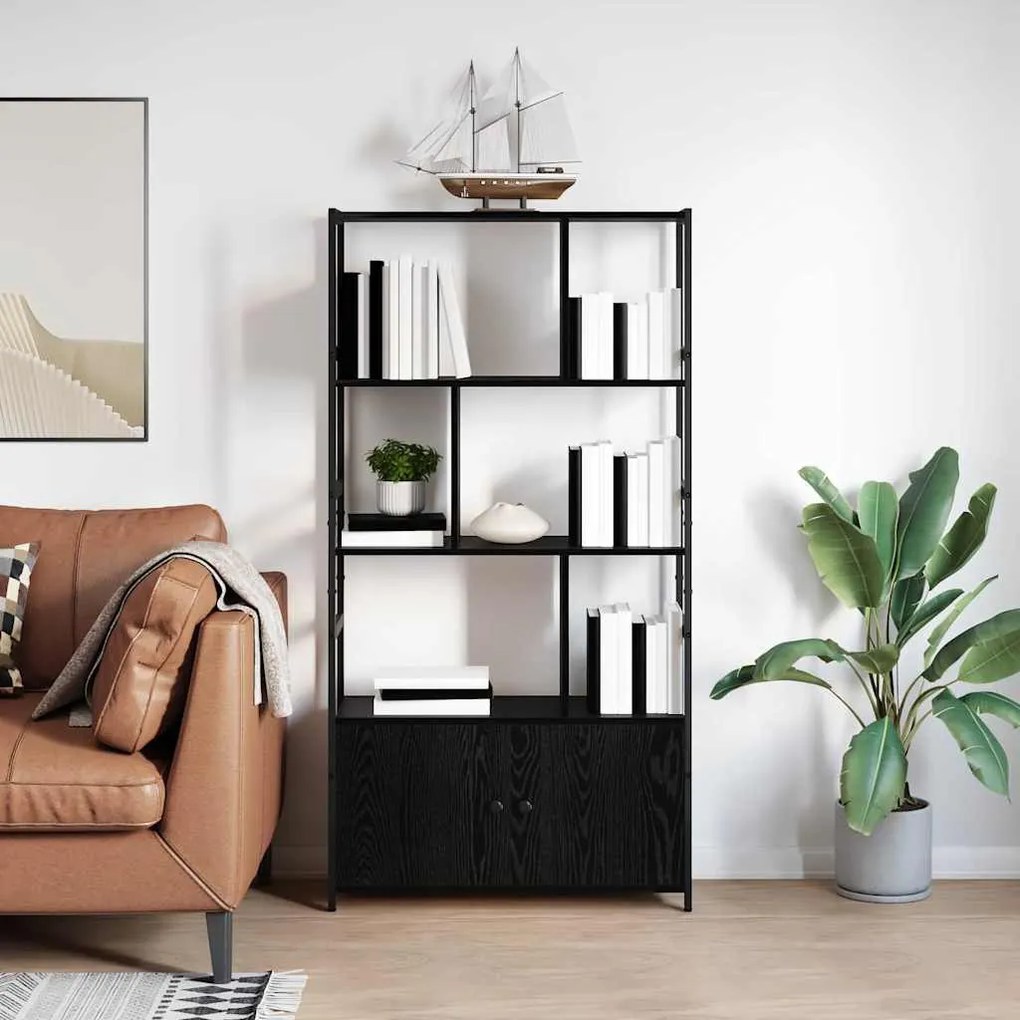 vidaXL Ράφι Βιβλίων Μαύρη δρυς 80 x 30 x 155.5 εκ Επεξεργασμένο ξύλο