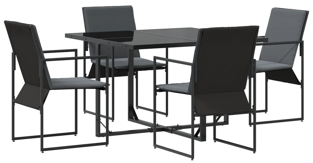 vidaXL Σετ Εξωτερικής Τραπεζαρίας 6 Τεμαχίων με Μαξιλάρια από Χάλυβα και Textilene