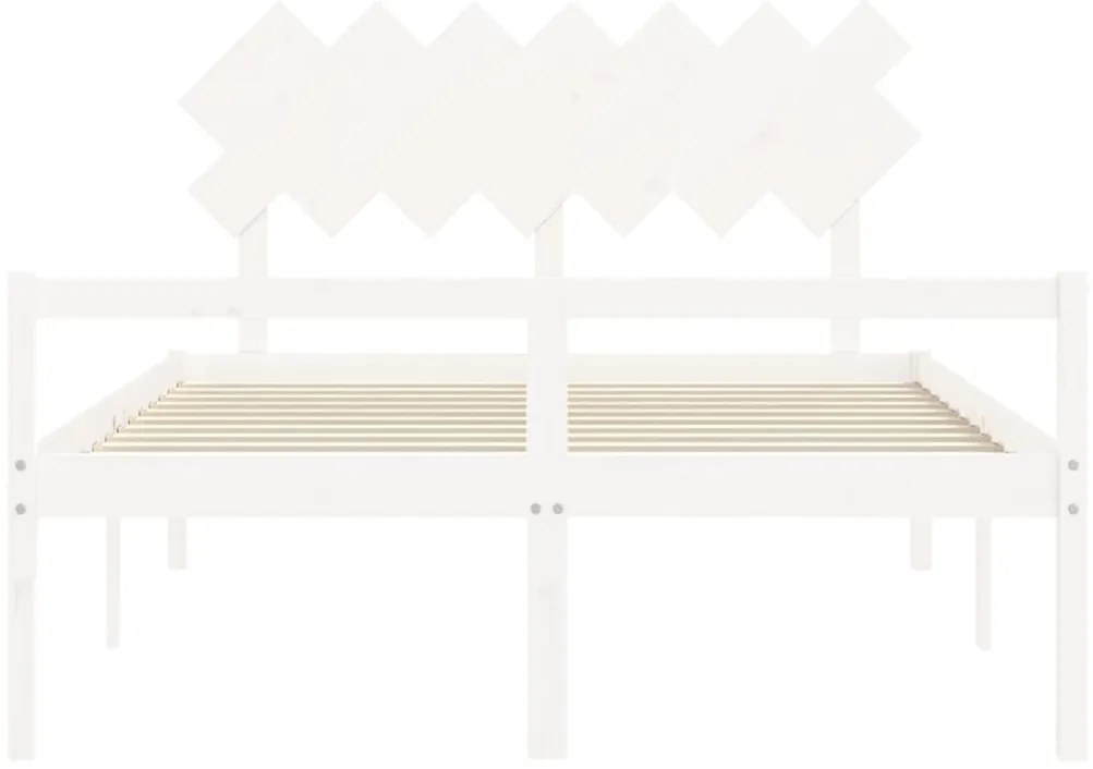 vidaXL Κρεβάτι Ηλικιωμένου με Κεφαλάρι Λευκό Μασίφ Ξύλο King Size