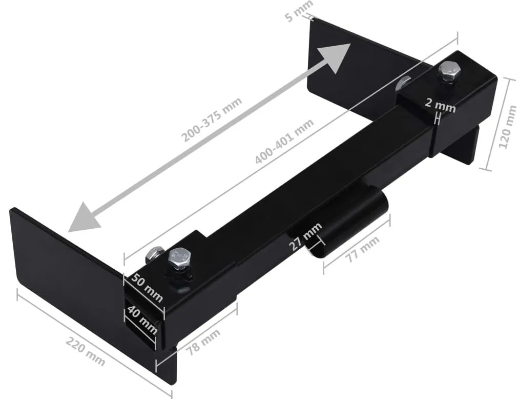 vidaXL Προσαρμογέας Εκχιονιστικού για Χλοοκοπτικό Μαύρος