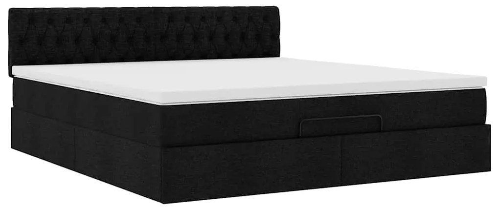 vidaXL Οθωμανικό κρεβάτι με στρώμα Μαύρο 180x200cm Ύφασμα