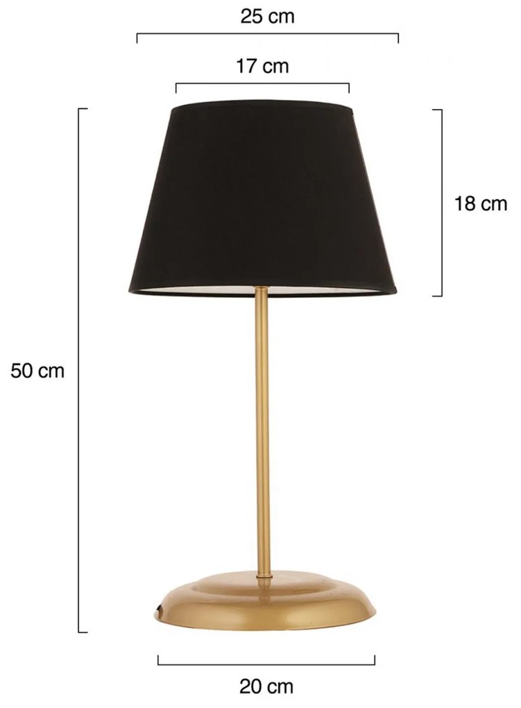 Φωτιστικό C7569.02 Επιτραπέζιο Μεταλλικό Χρυσό με Μαύρο Καπέλο 25x50Υ εκ. 25x25x50 εκ.
