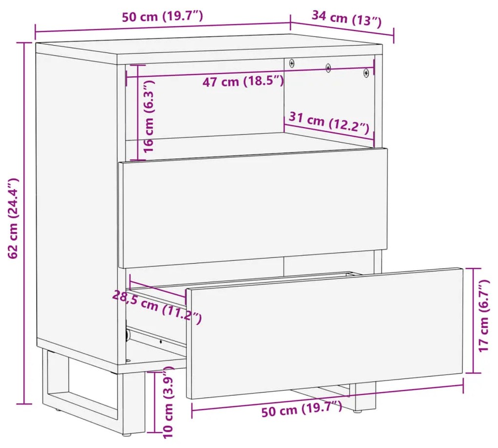 ΚΟΜΟΔΙΝΟ 50X34X62 ΕΚ. ΑΠΟ ΜΑΣΙΦ ΞΥΛΟ ΜΑΝΓΚΟ 377489