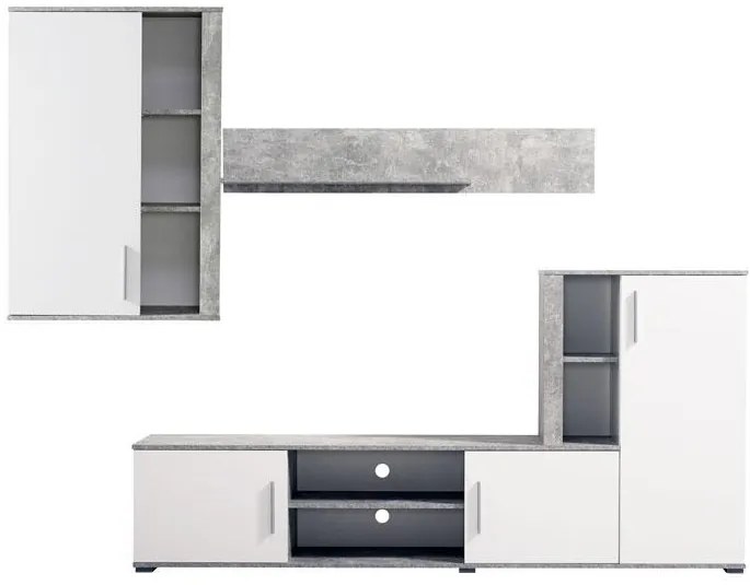 Κέντρο Ψυχαγωγίας - Σύνθεση Parma Λευκό - Γκρί Concrete 262x35x180 εκ.