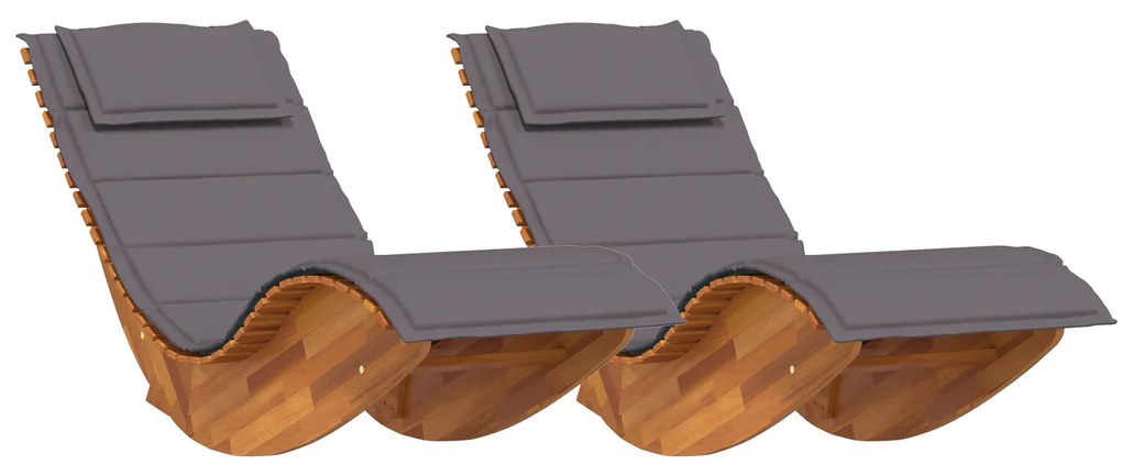 vidaXL Ξαπλώστρα 2 pcs Καφέ 60 x 154 x 74εκ Μασίφ ξύλο ακακίας