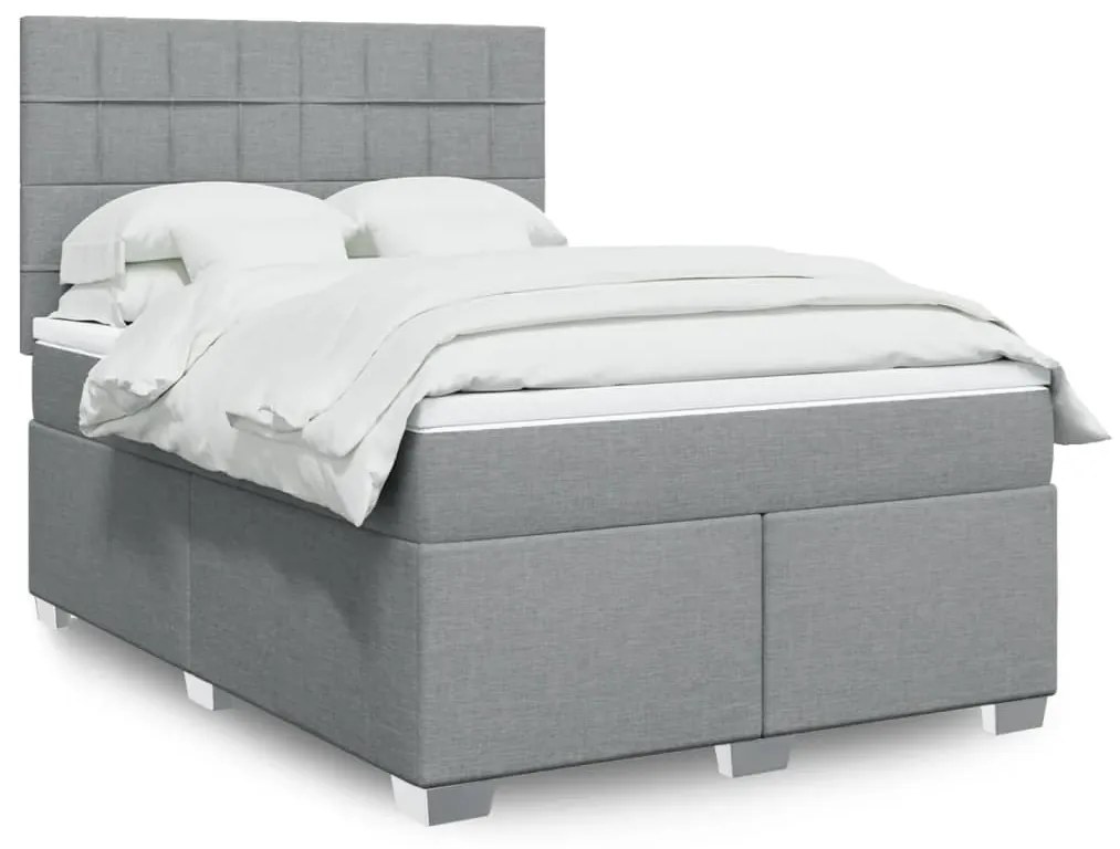 vidaXL Κρεβάτι Boxspring με Στρώμα Ανοιχτό Γκρι 140x200 εκ. Υφασμάτινο