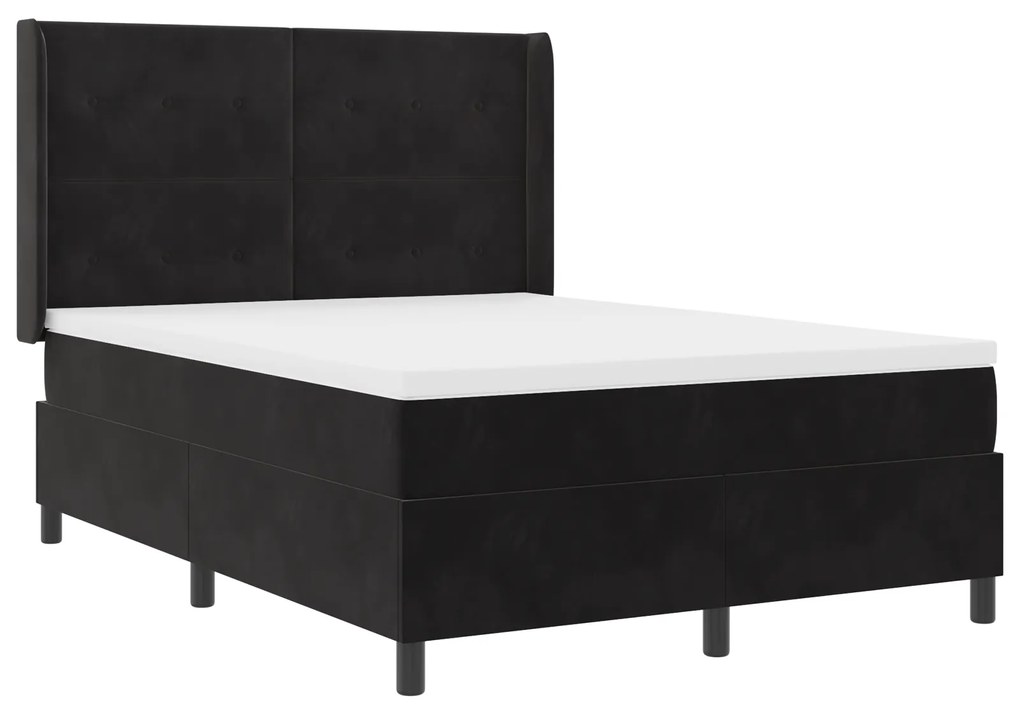 vidaXL Κρεβάτι Box Spring LED με Στρώμα Μαύρο 160 x 200 cm Βελούδο