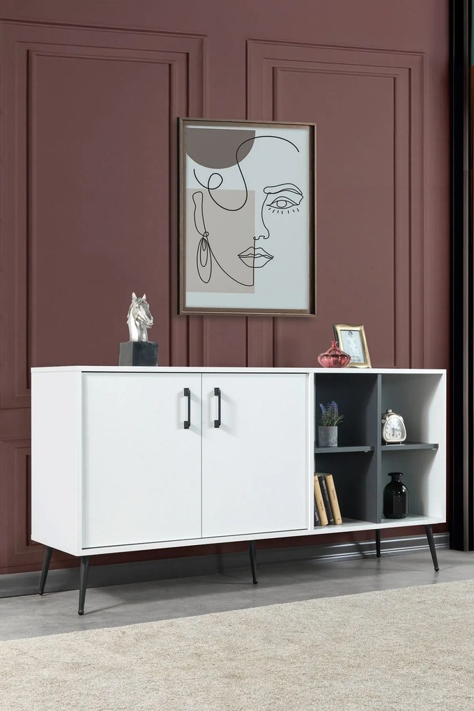 Κονσόλα Λευκό / Ανθρακί SOODER 160x44x20