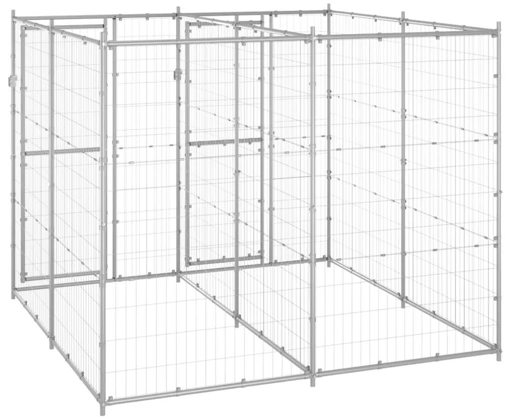 Κλουβί Σκύλου Εξωτερικού Χώρου 4,84 μ² από Γαλβανισμένο Χάλυβα - Ασήμι