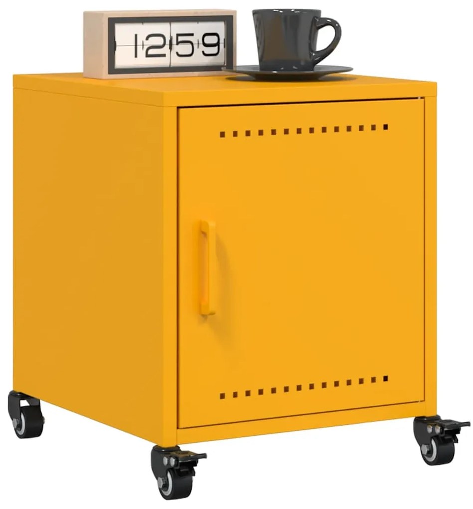vidaXL Κομοδίνα 2 τεμ. Μουσταρδί 36x39x43,5 εκ. από Χάλυβα