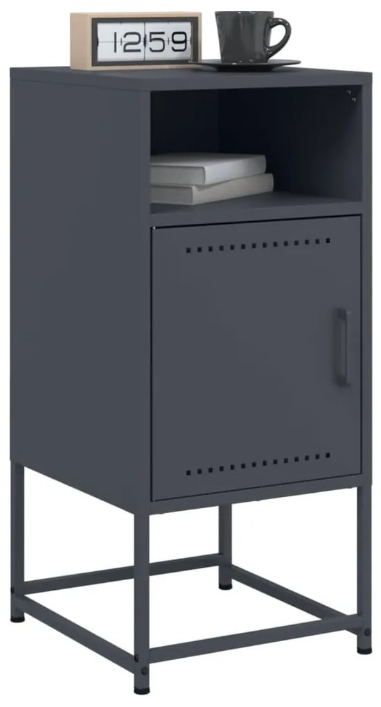 vidaXL Κομοδίνα 2 τεμ. Ανθρακί 36x39x78 εκ. από Χάλυβα