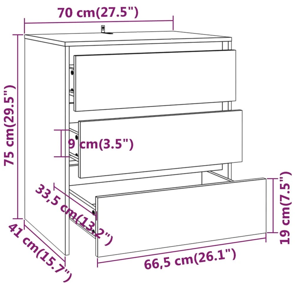 Μπουφές Λευκός 70x41x75 εκ. από Επεξεργασμένο Ξύλο 809746