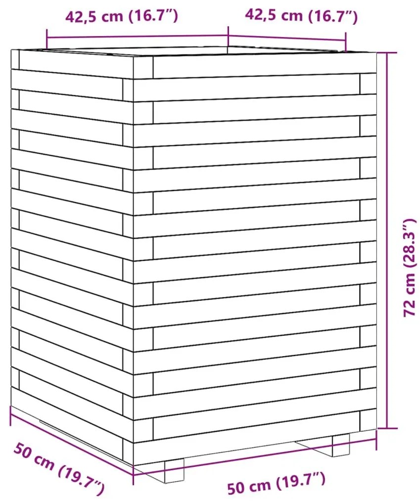 Ζαρντινιέρα Καφέ Κεριού 50x50x72 εκ. από Μασίφ Ξύλο Πεύκου - Καφέ