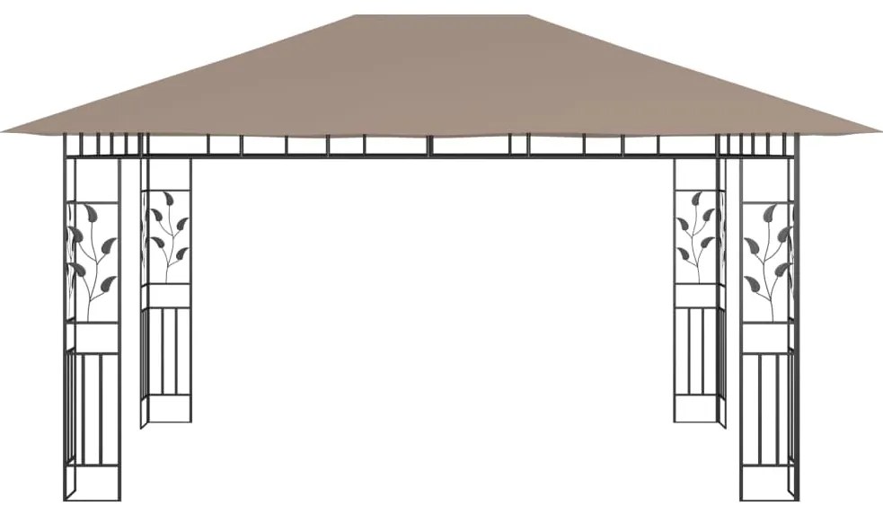 vidaXL Κιόσκι με Σήτα και Φωτάκια LED Taupe 4 x 3 x 2,73 μ.