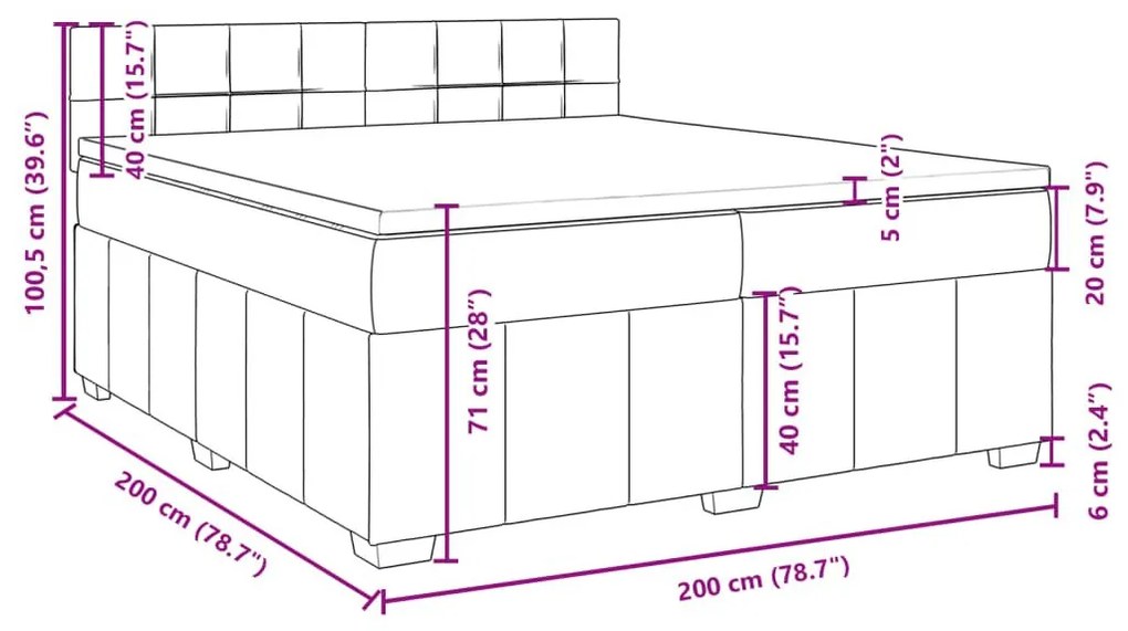 Κρεβάτι Boxspring με Στρώμα Κρεμ 200x200 εκ. Υφασμάτινο - Κρεμ