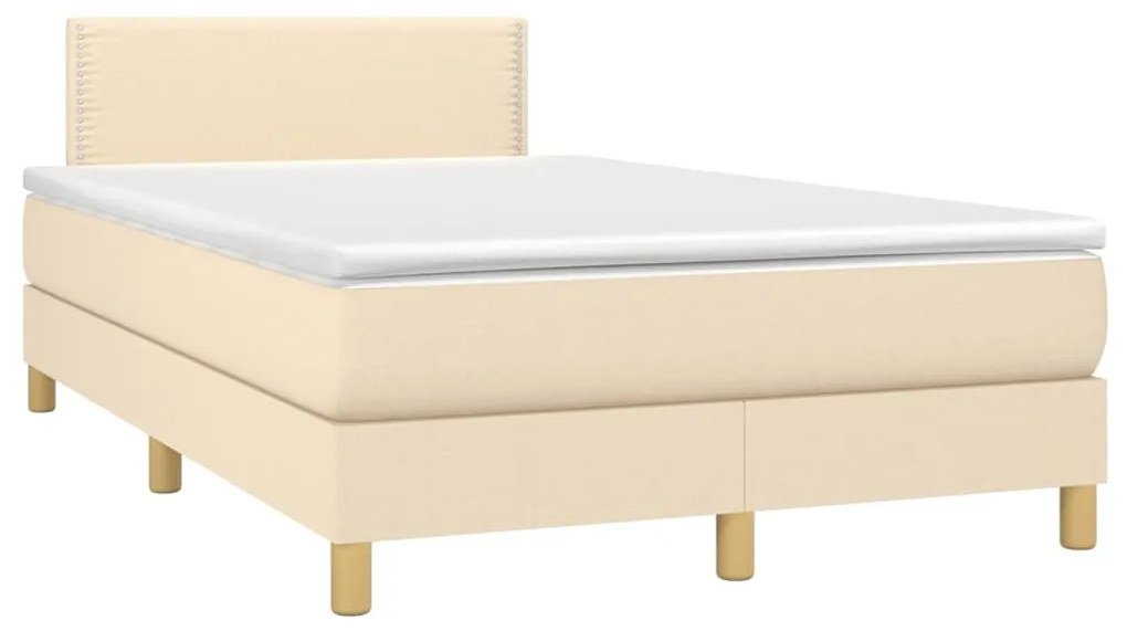 vidaXL Κρεβάτι Boxspring με Στρώμα Κρεμ 120x200 εκ. Υφασμάτινο