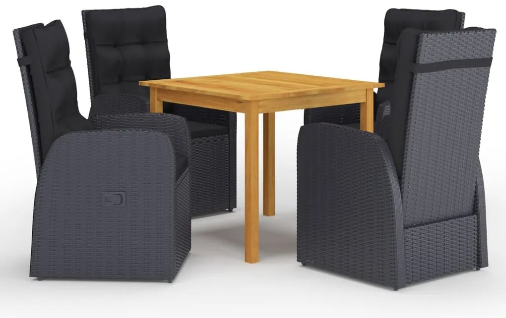 vidaXL Σετ Τραπεζαρίας Κήπου 5 Τεμαχίων Μαύρο