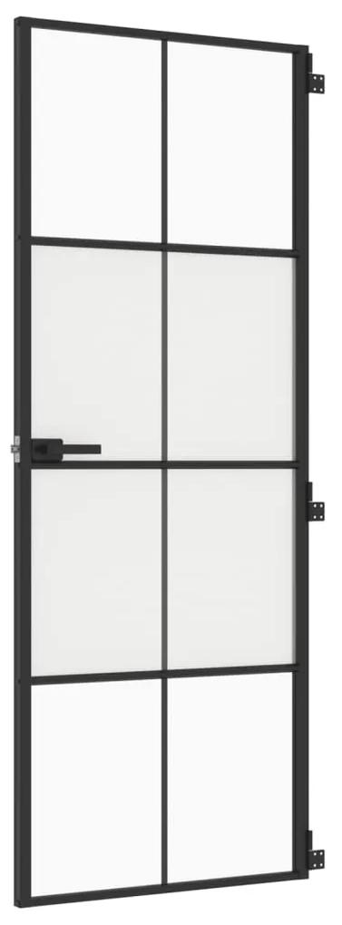 vidaXL Εσωτερική Πόρτα Μαύρη 76x201,5 εκ. Ψημένο Γυαλί και Αλουμίνιο