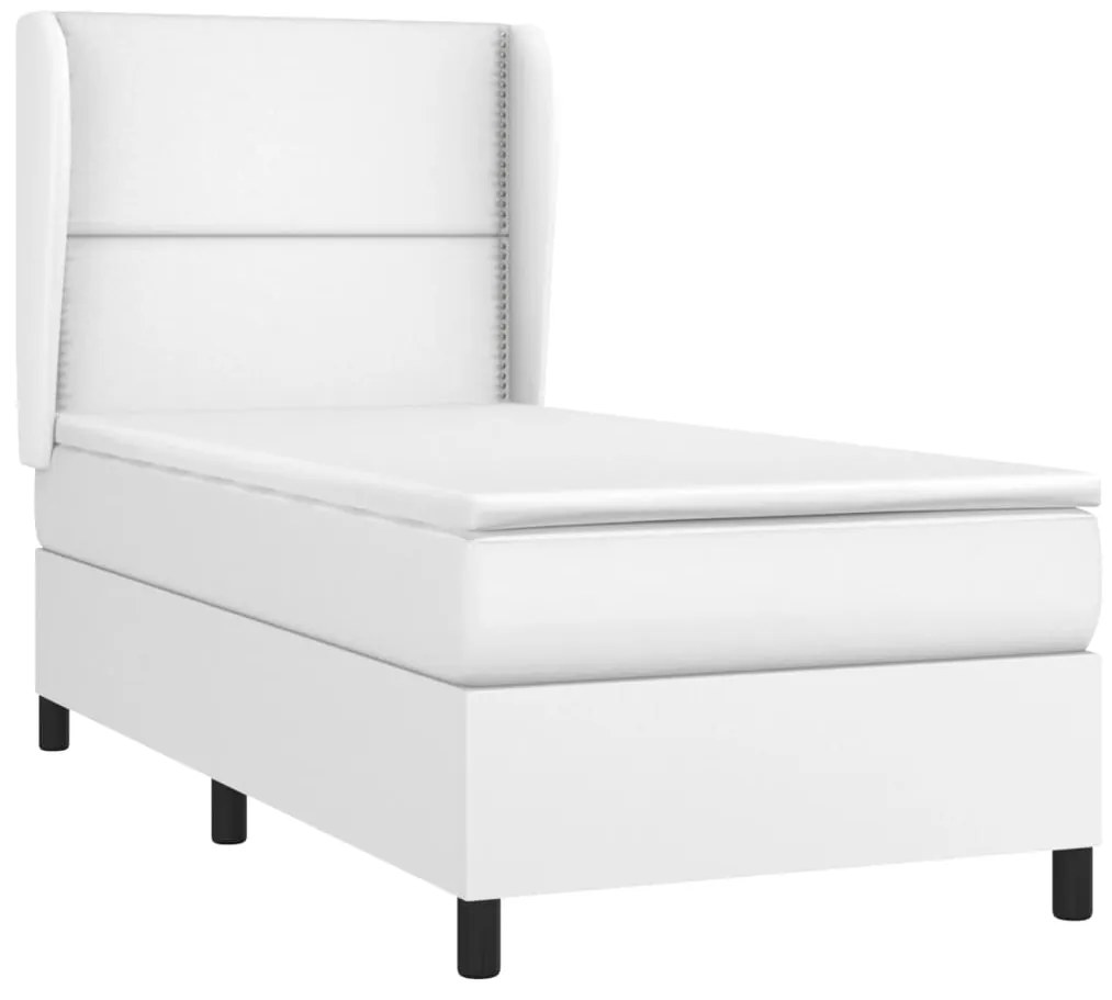 vidaXL Κρεβάτι Boxspring με Στρώμα Λευκό 80 x 200 εκ. Συνθετικό Δέρμα