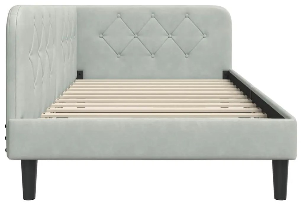 vidaXL Κρεβάτι Γωνίας με κεφαλάρι Ανοιχτό γκρι 100 x 200 cm Βελούδο