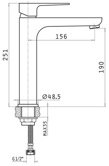 Μπαταρία νιπτήρα Majesta XL Χρωμέ 5x16x25.1 εκ.