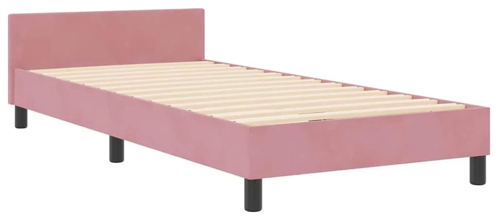 vidaXL Σκελετός Κρεβατιού με κεφαλάρι Ροζ 100 x 200 cm Βελούδο