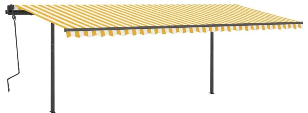 Τέντα Αυτόματη με LED &amp; Αισθητήρα Ανέμου Κίτρινη/Λευκή 6 x 3 μ. - Κίτρινο