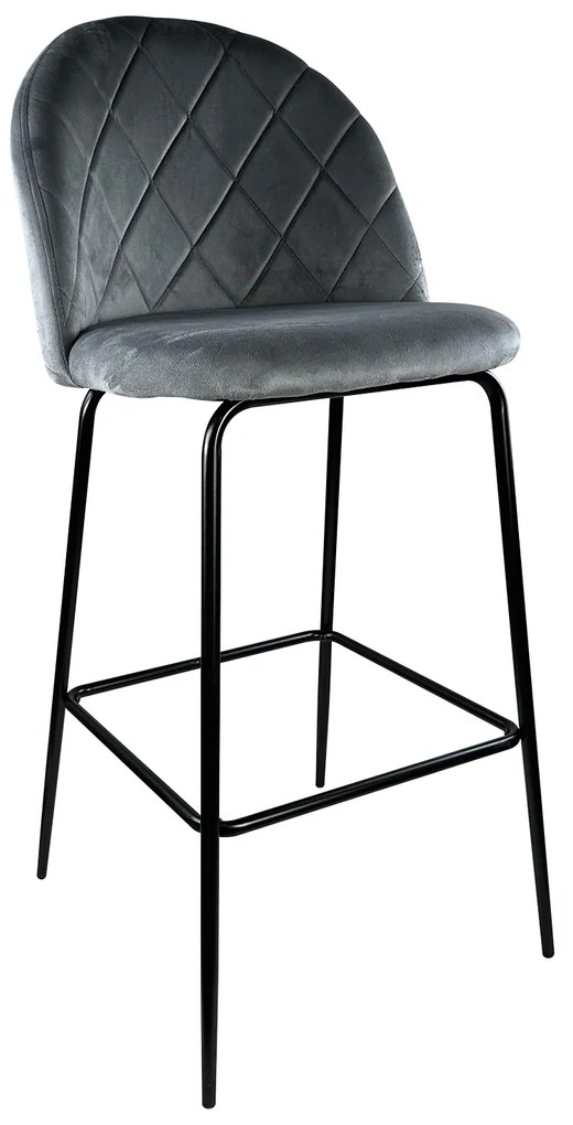 Σκαμπό Bar ArteLibre UNDERHILL Γκρι/Μαύρο Βελούδο/Μέταλλο 45x53x107cm