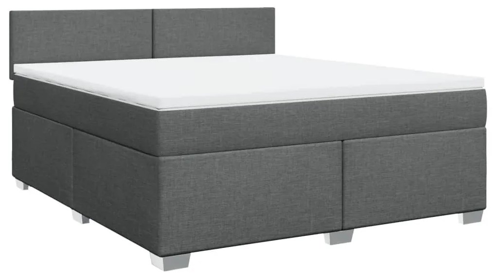 vidaXL Κρεβάτι Boxspring με Στρώμα Σκούρο Γκρι 180x200 εκ Υφασμάτιν