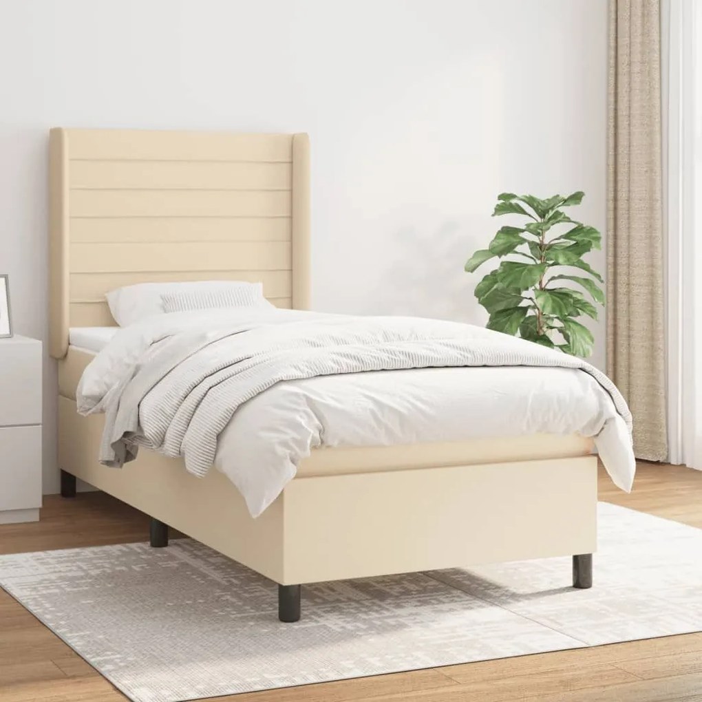 ΚΡΕΒΑΤΙ BOXSPRING ΜΕ ΣΤΡΩΜΑ ΚΡΕΜ 90X200 ΕΚ.ΥΦΑΣΜΑΤΙΝΟ 3131486