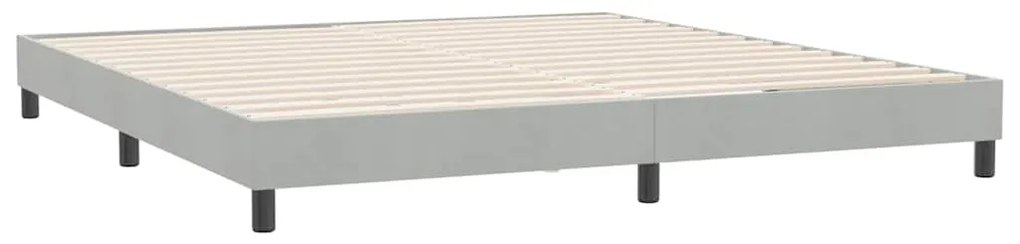 vidaXL Κρεβάτι Boxspring με Στρώμα Ανοιχτό Γκρι 180x210 εκ. Βελούδινο