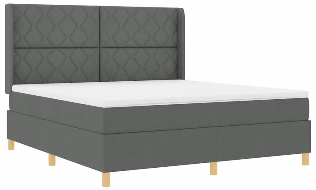 vidaXL Κρεβάτι με ελατήρια με στρώμα Γκρι 180 x 200 cm ύφασμα