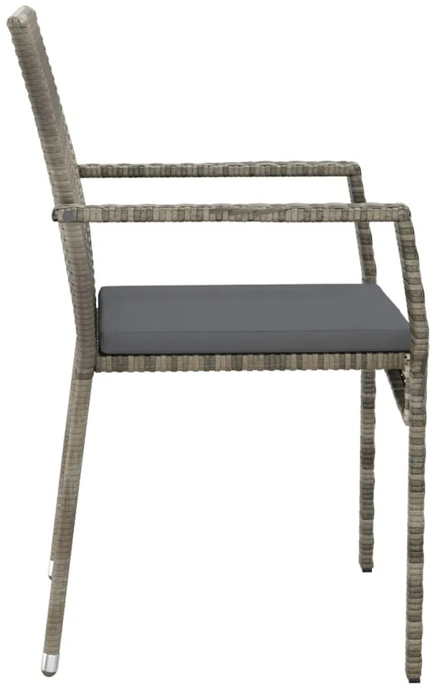 vidaXL Σετ Τραπεζαρίας Κήπου 3 τεμ. Γκρι Συνθ. Ρατάν με Μαξιλάρια