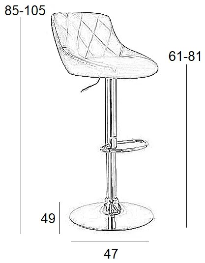 ΣΚΑΜΠΟ ΜΠΑΡ 2ΤΜΧ BAR84 ΜΑΥΡΟ PU 47X49X105ΕΚ.