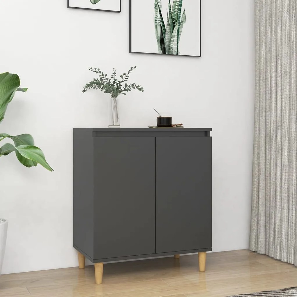 vidaXL Μπουφές Γκρι 60 x 35 x 70 εκ. από Μοριοσανίδα με Ξύλινα Πόδια